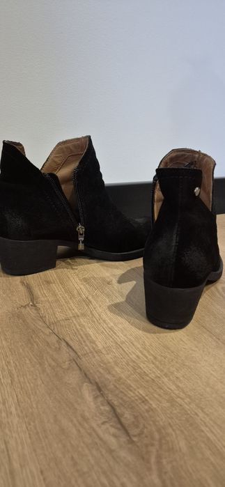 Skórzane botki zamsz r.39