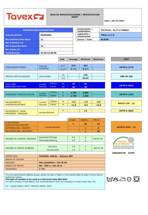 Tkanina jeansowa z kordurą surowa, 74mb