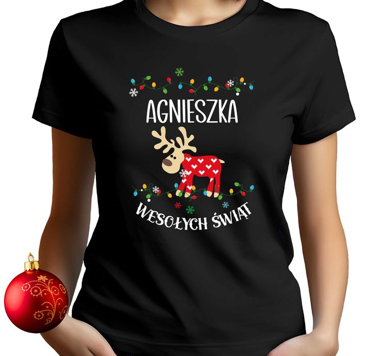 prezent pod choinkę dla dziewczyny koszulka imię, koszulka świąteczna