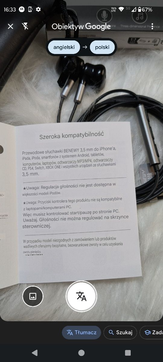 Słuchawki przewodowe HiFi Stereo Jack 3,5 mm mikrofonem