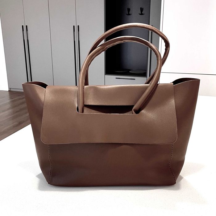 Сумка жіноча тоут шопер чорна коричнева велика якісна екошкіра