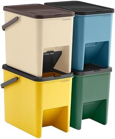 Kosze na śmieci do kuchni zestaw 4 szt. do układania w stosy 20L każdy