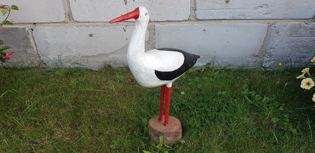 Bocian z drewna 46cm, handmade