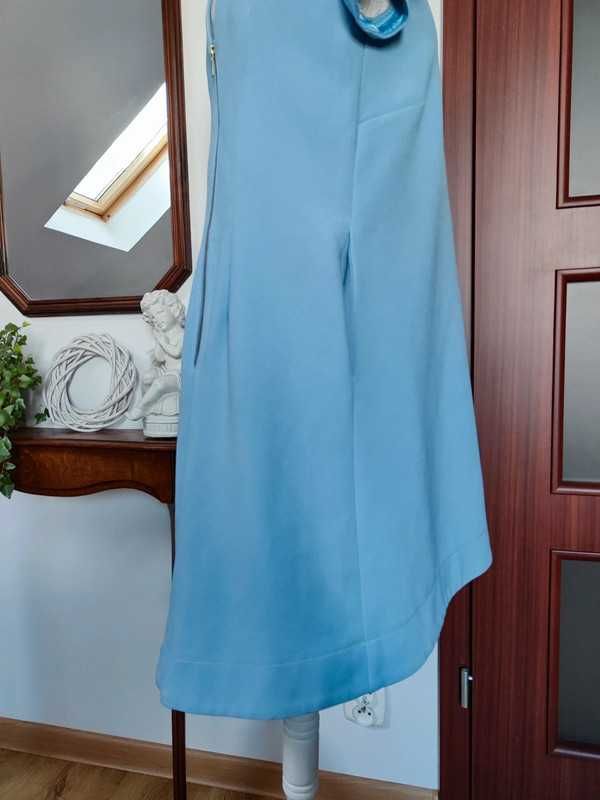Sukienka trapezowa Basic błękitna niebieska XS 34 Closet ZIP zamek