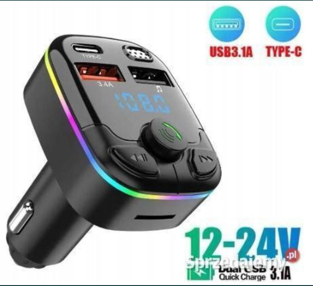 Transmiter FM Bluetooth RGB USB car audio