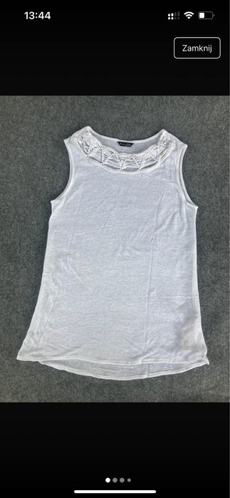 Top damski 36 bialy Massimo Dutti len bezrekawnik #massimodutti