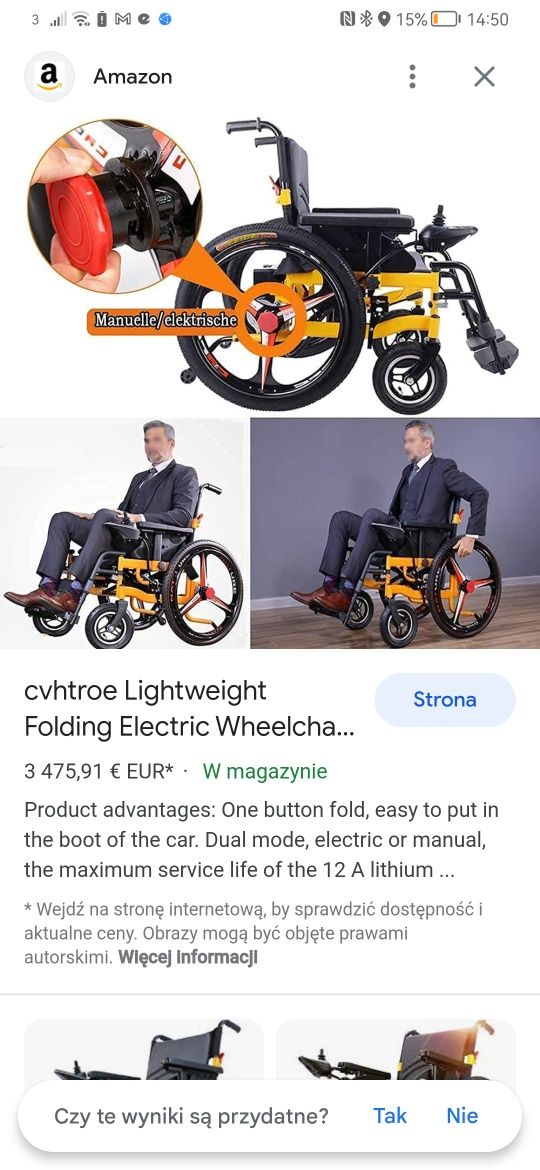 Wózek inwalidzki akumulatorowy.