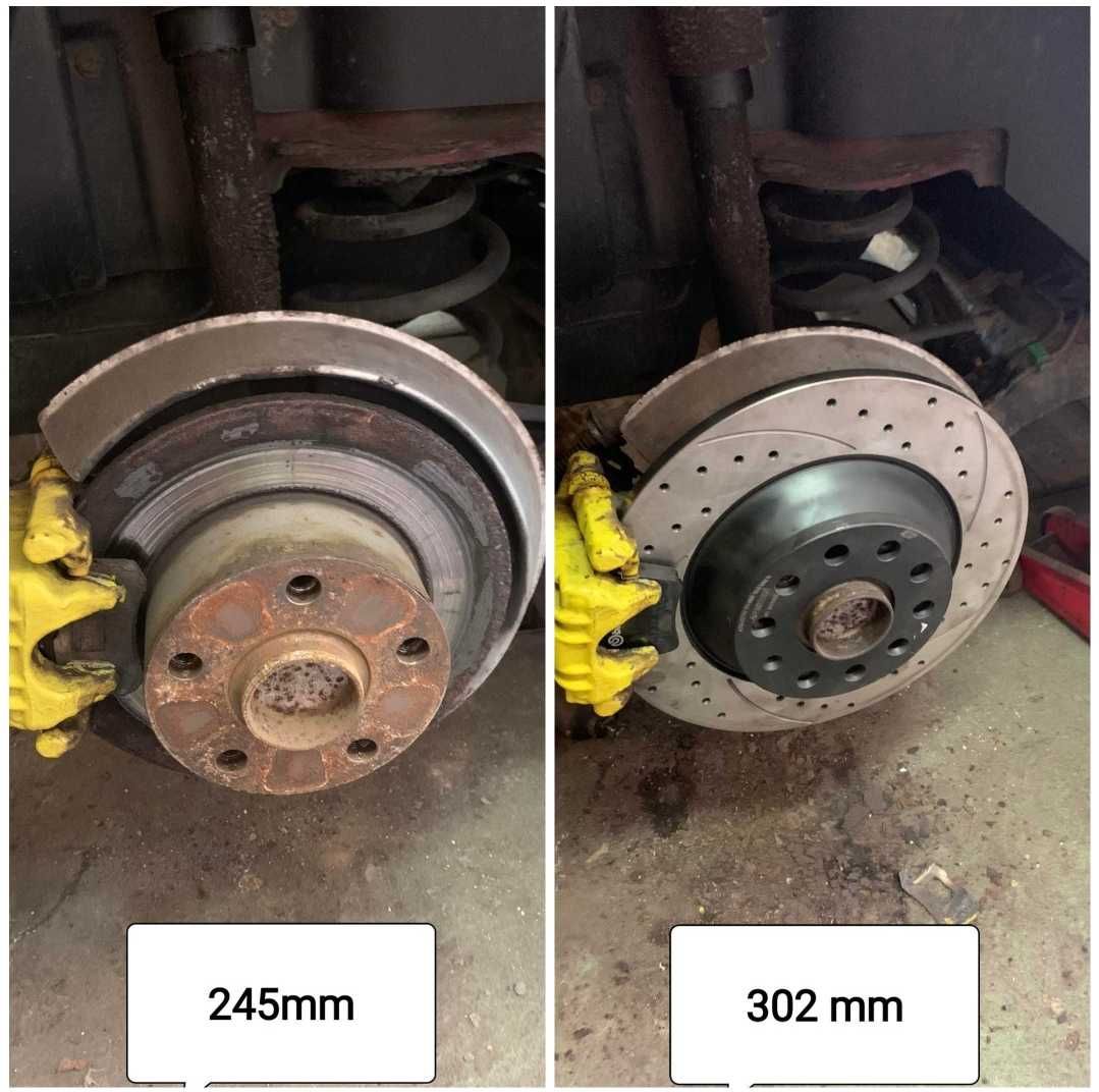 Adaptery hamulcowe tył Audi A6 C5 Quattro 245x10 -> 302x12 swap bbk