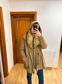 Parka kurtka z futrem 42