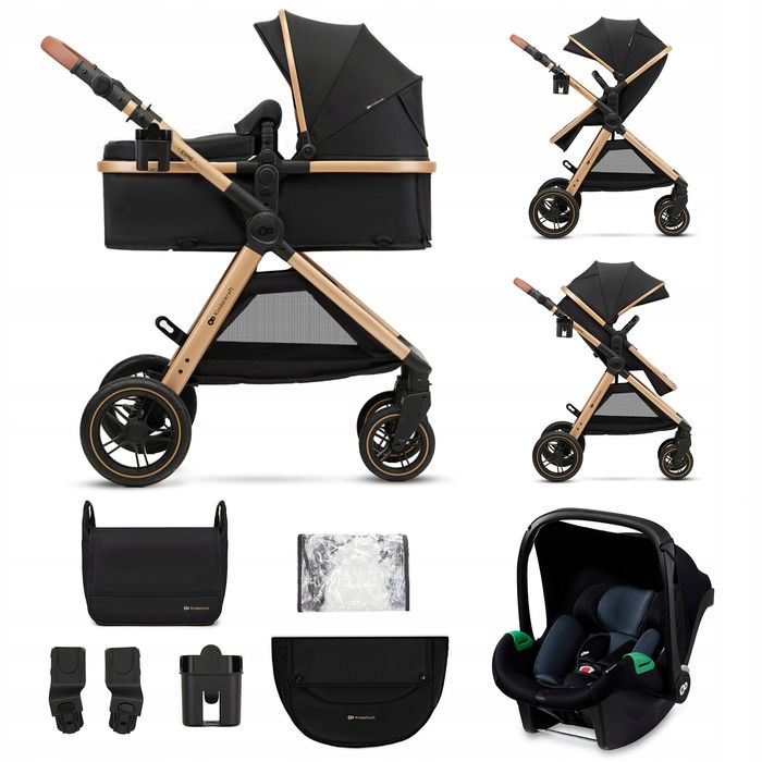 kinderkraft esme wózek wielofunkcyjny 3w1 z fotelikiem mink pro black