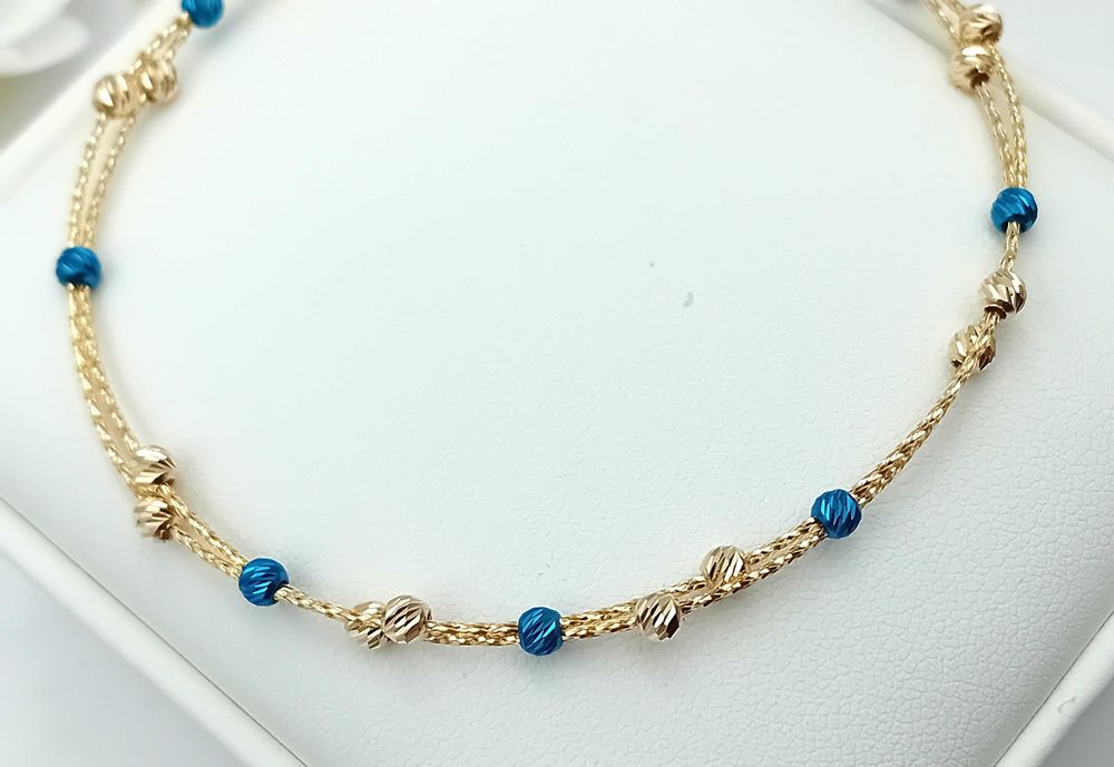 Złota Bransoletka podwójna próba585 KULKI Regulowana NOWA/Fajne Okazje