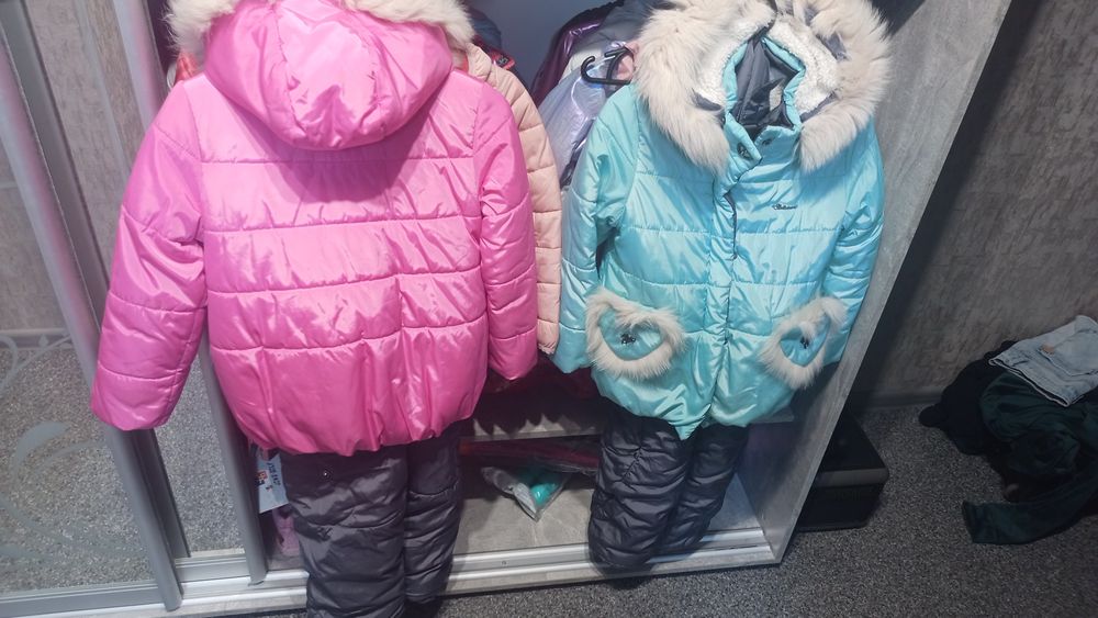 Зимняя куртка и штаны, полукомбинезон комплект на девочку