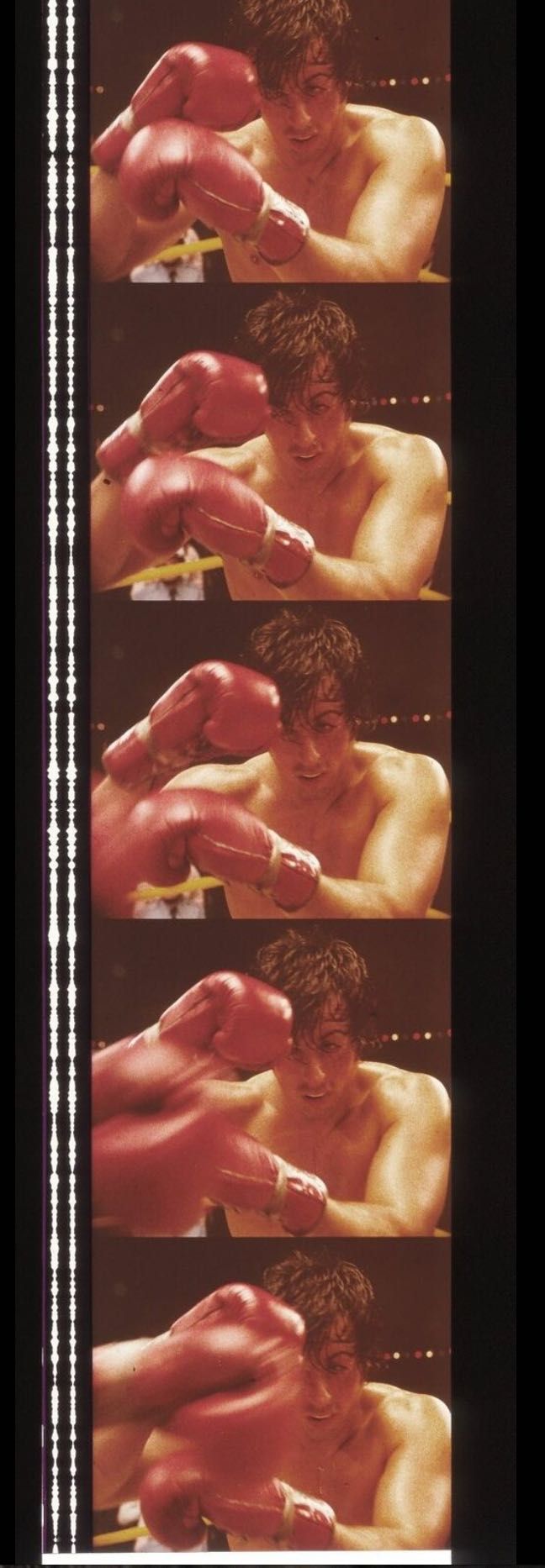 Fotogramas em película do filme culto Rocky 2