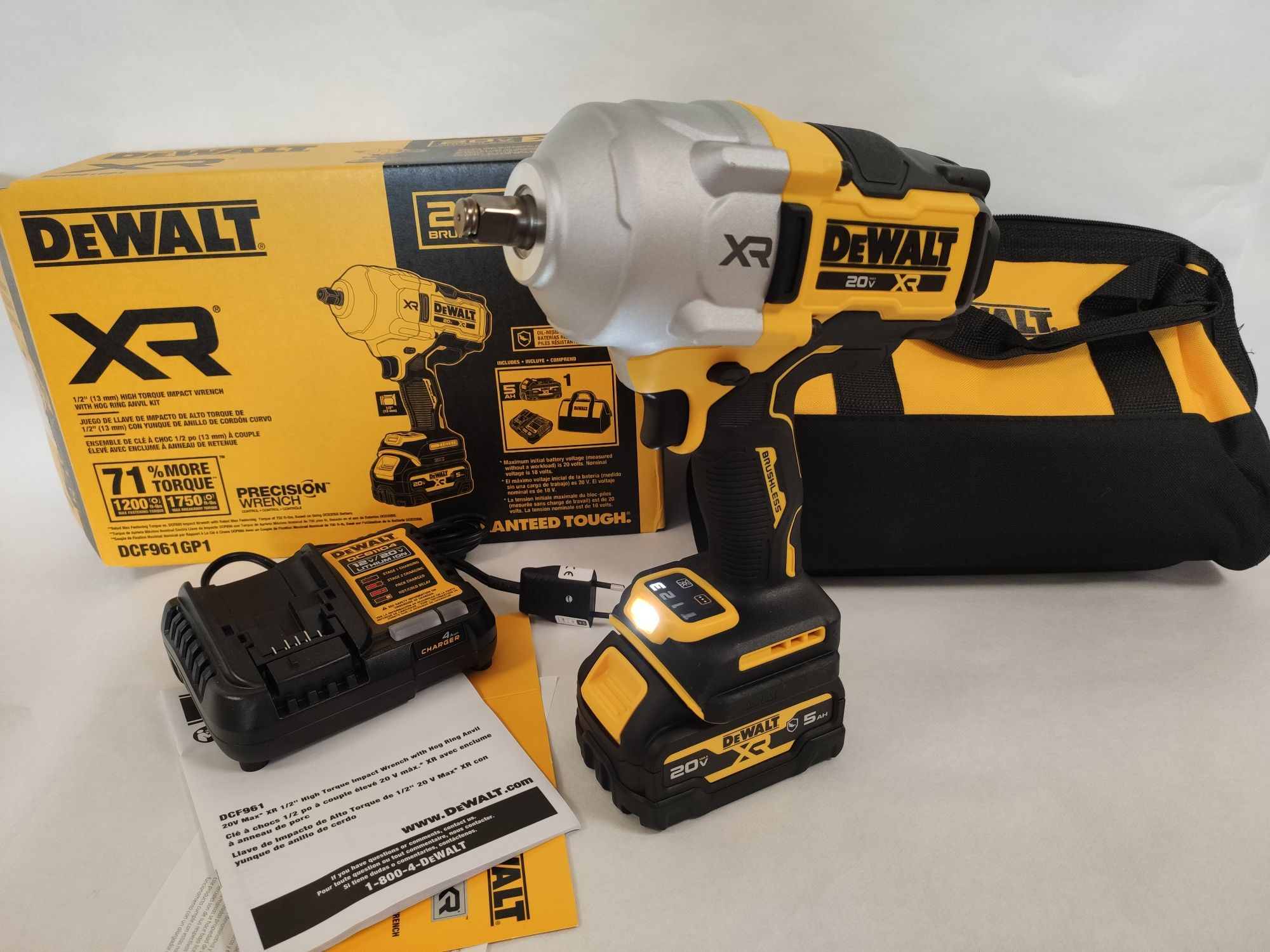 Безщітковий ударний гайковерт DeWALT DCF961GP1 XR 20V 1/2" оригінал