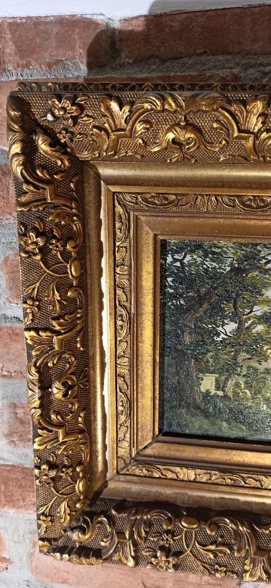 Obraz Olejny na płótnie w Złoconej drewnianej ramie z Reliefami