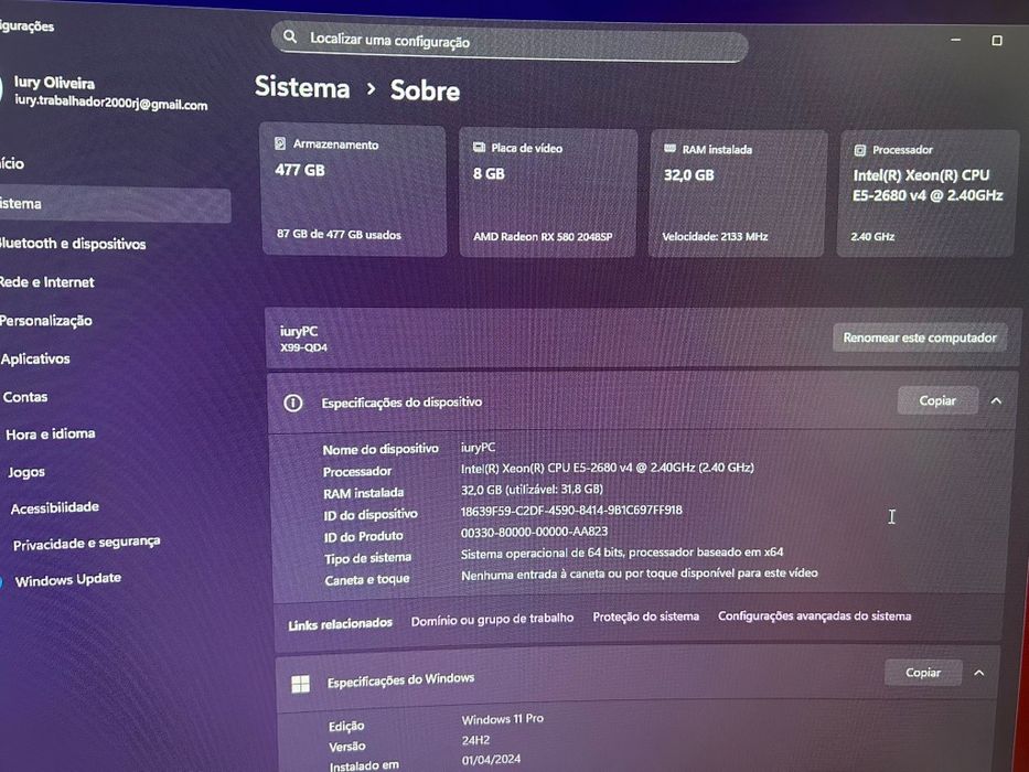 PC gaming+teclado+rato+fone
