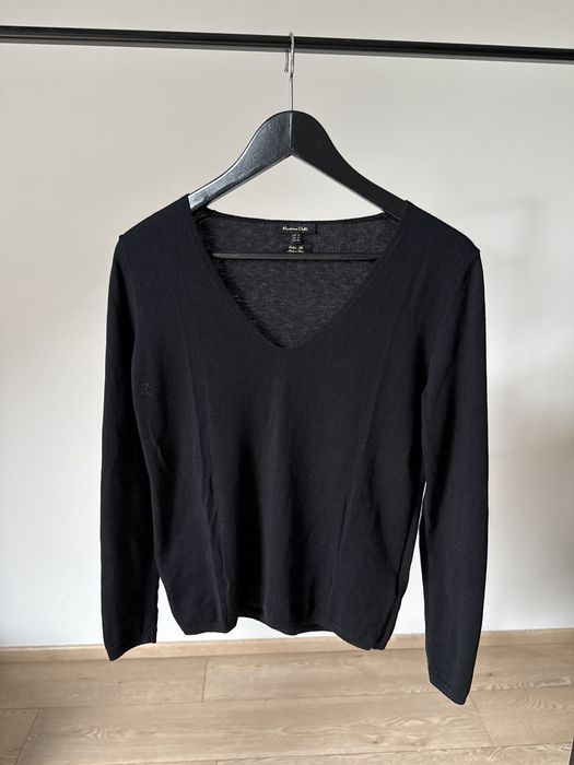 Sweter w serek Massimo Dutti S 36 jedwab bawełna