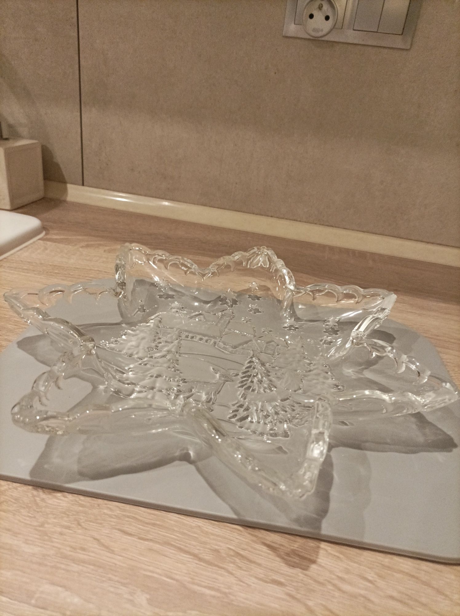 Talerz ozdobny świąteczny kryształ 32 cm