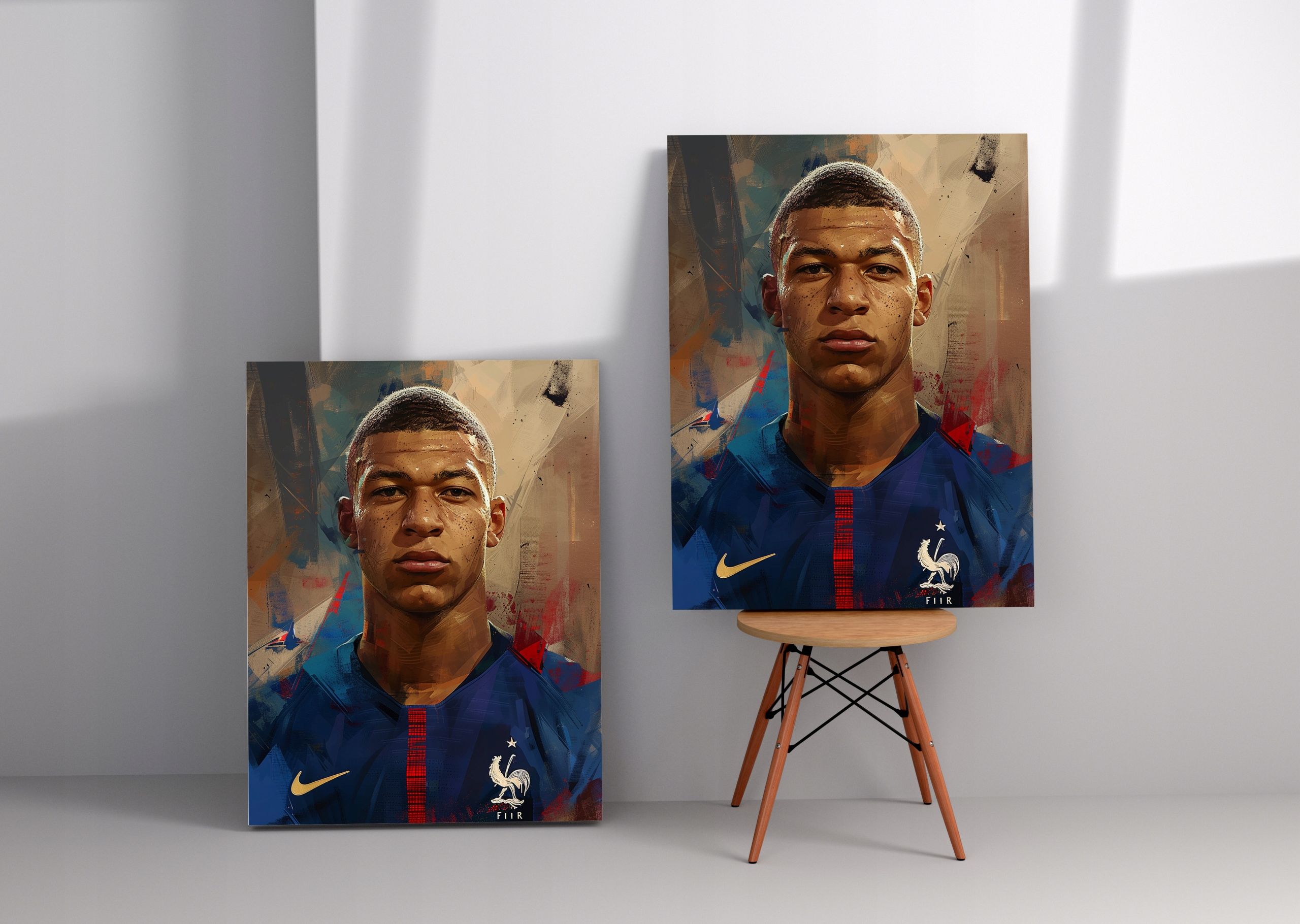 Nowoczesny Portret Kylian Mbappé na Płótnie 90x120 cm do Wnętrz