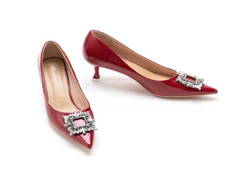 Skórzane czółenka C.Paravano Eleganckie Buty Damskie z Kryształkiem 39