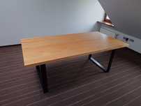 Stół dębowy 200×100 cm – lite drewno, stalowe nogi – stan bdb