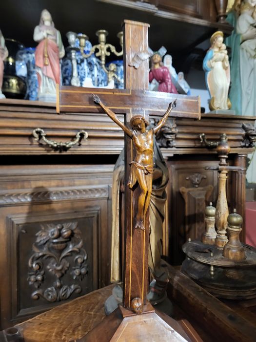 Stary krzyż ołtarzowy 50 cm drewniana pasyjka