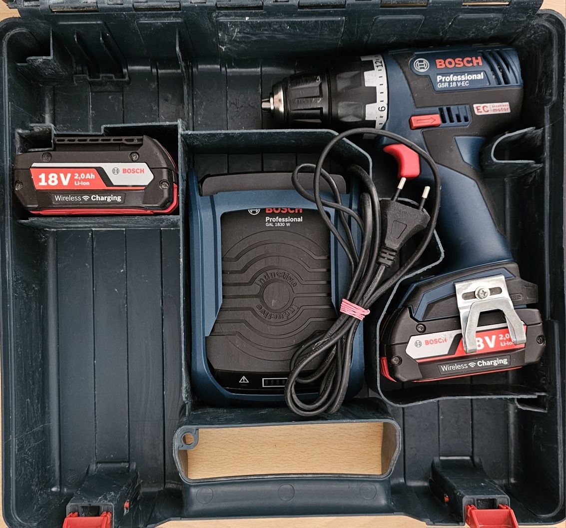 BOSCH GSR 18V-EC Wkrętarko-Wiertarka Bezszczotkowa 2xAku Ładow.Walizka