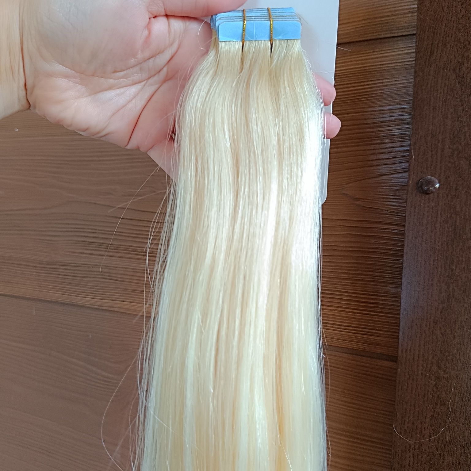 Włosy naturalne słowiańskie blond tape on on kolor 613 100gram 50-53cm