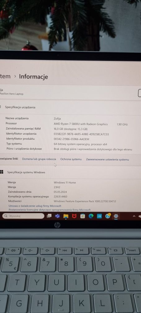 Laptop notebook netbook HP PAVILION aero 13. Ryzen 7 16gb RAM