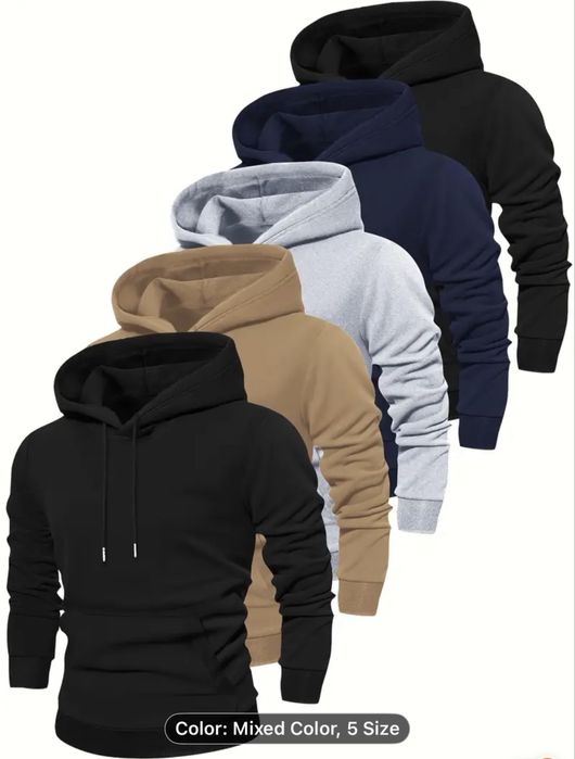 Pack com 5 hoodies de manga comprida para homem.