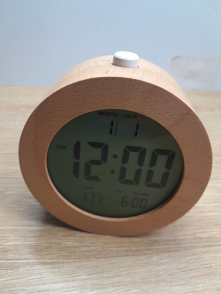 Above clock 2106r budzik drewnopodobny z termometrem lcd podswietlenie