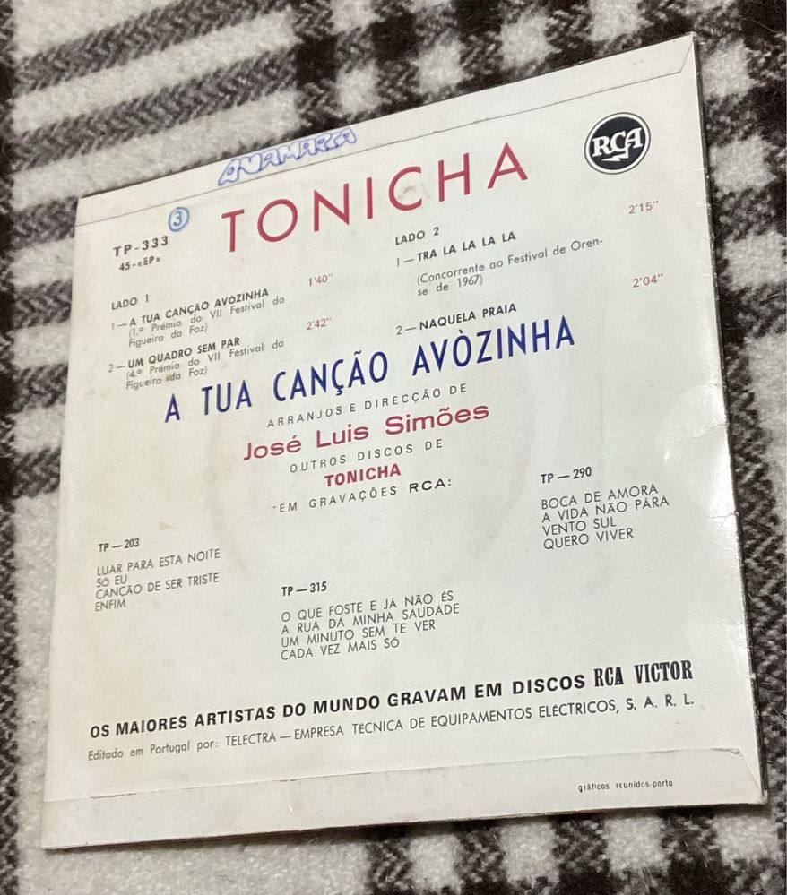 Tonicha A Tua Canção Avózinha 1967 EP