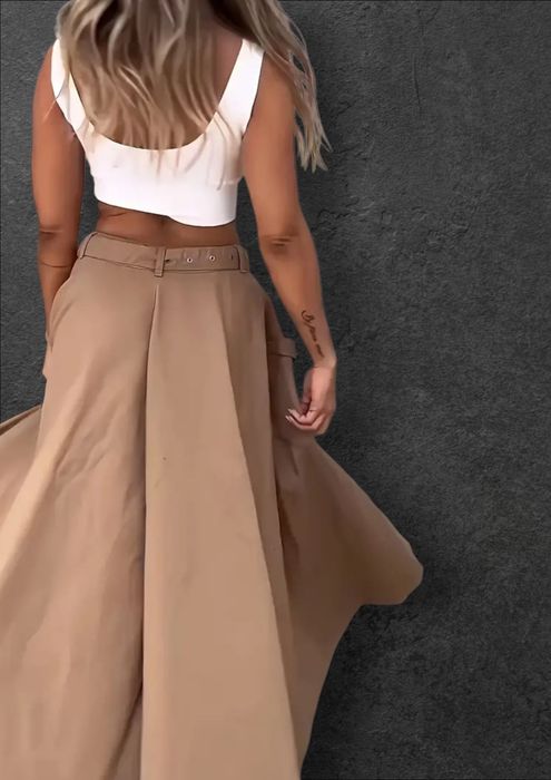 Długa spódnica zapinana na zamek r.44