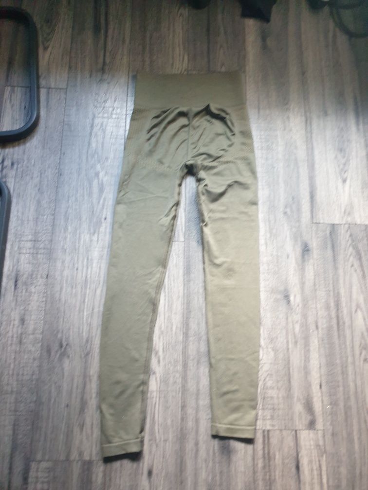 GYM HERO push up legginsy bezszwowe  khaki j.nowe r.S sportowe