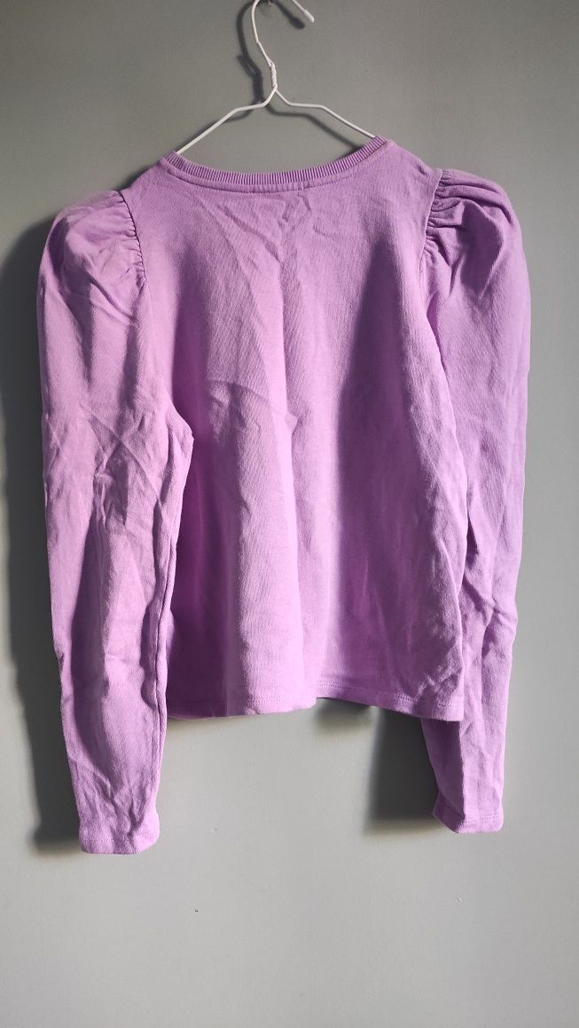 Fioletowy sweter z bufiastymi rękawami PULL&BEAR S