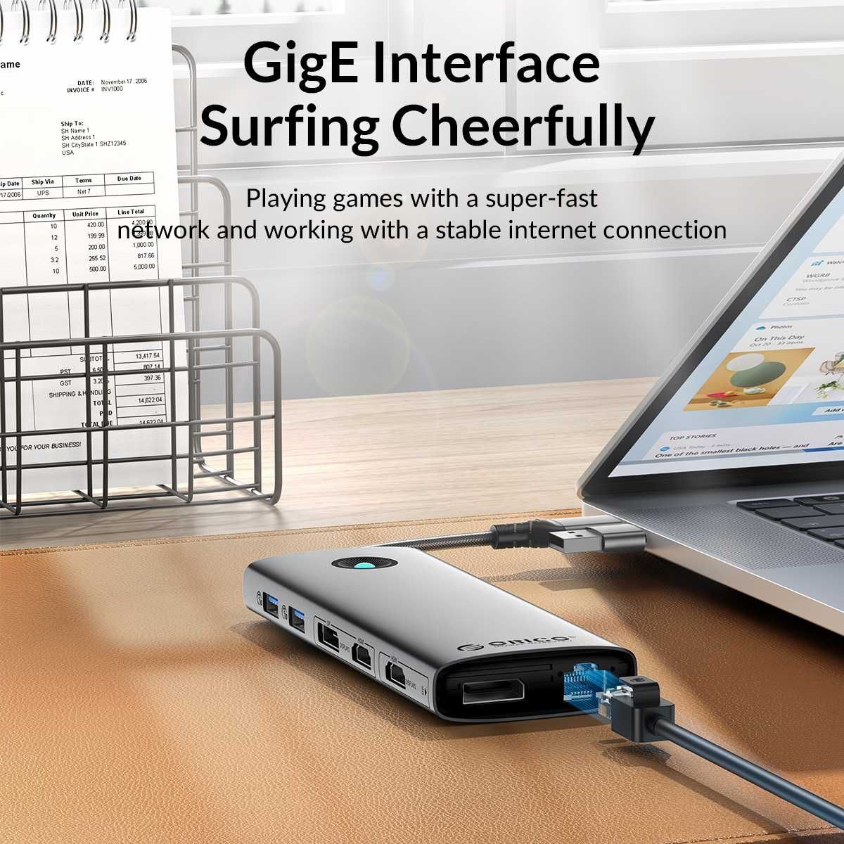 ORICO DPL10 stacja dokująca 10 w 1 wielofunkcyjna USB-C aluminium