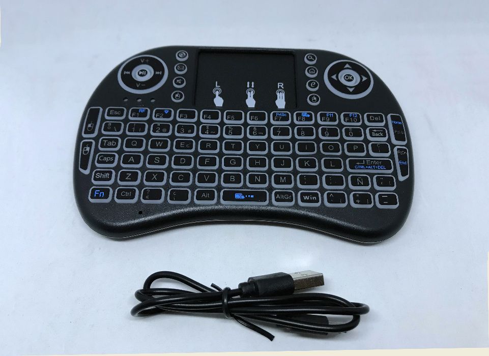 Mini teclado com rato (TouchPad) wireless bluetooth e luz LED
