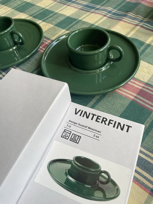 komplet IKEA Gustaf Westman VINTERFINT 2sztuki Filiżanka ze spodkiem