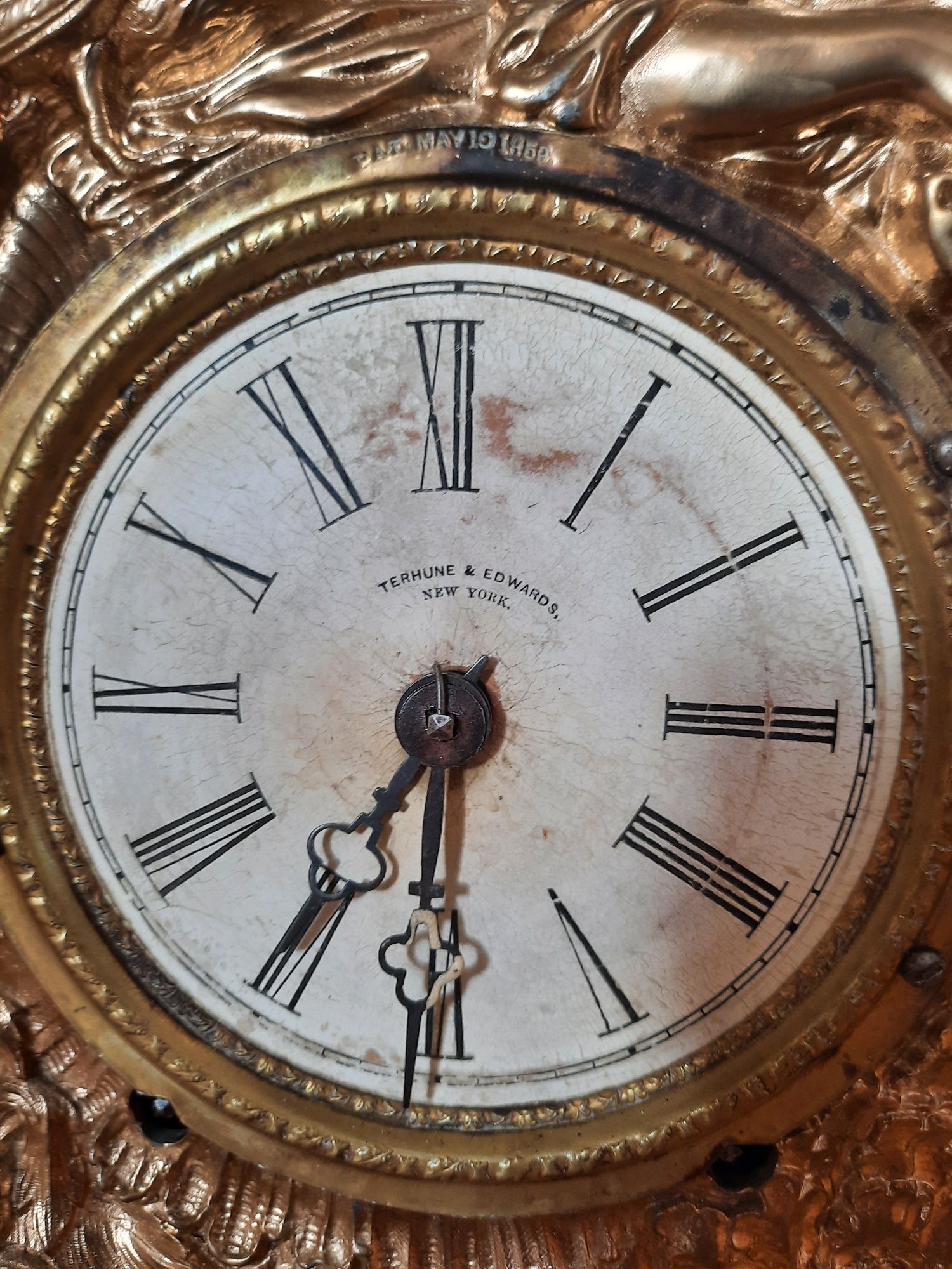 Stary zegar kominkowy komodowy 1859 rok Terhune & Edwards New York
