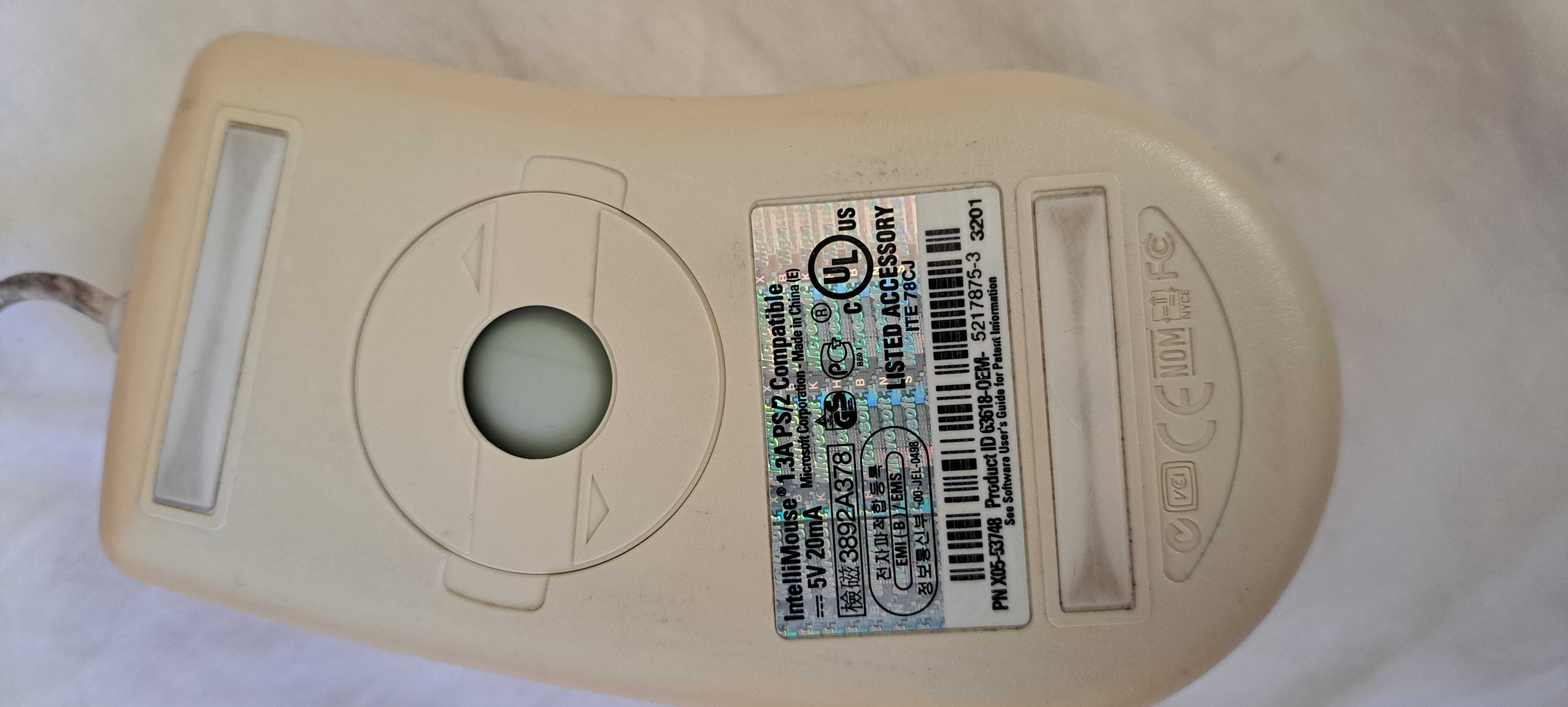 Mysz, Myszka Microsoft Na PS/2 Intelli Mouse 1.3A na kulkę
