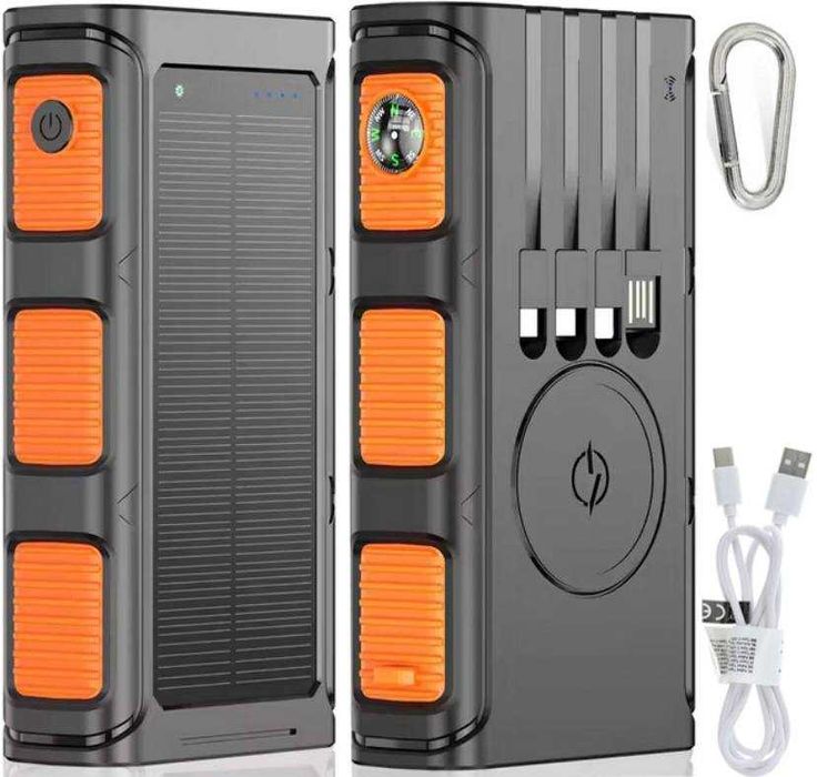 Ładowarka solarna 36000 mAh powerbank indukcja 8 portów LED