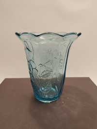 Błękitny wazon kolorowe szkło prl vintage retro prl vintage retro