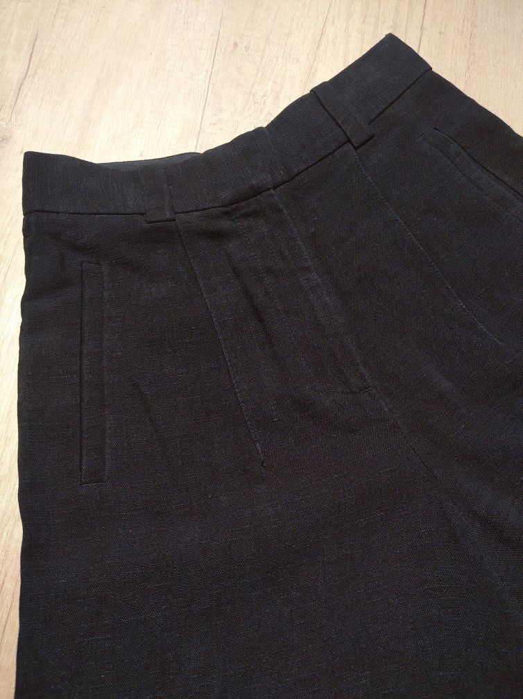 Широкі брюки кюлоти Massimo Dutti XS/S лляні штани льон ліоцелл чорні