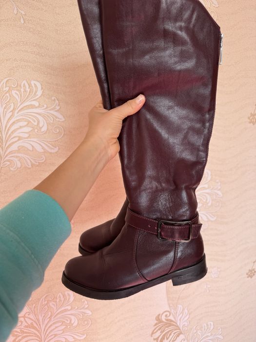 Сапожки шкіряні 36 р, бургунді, осінь/зима