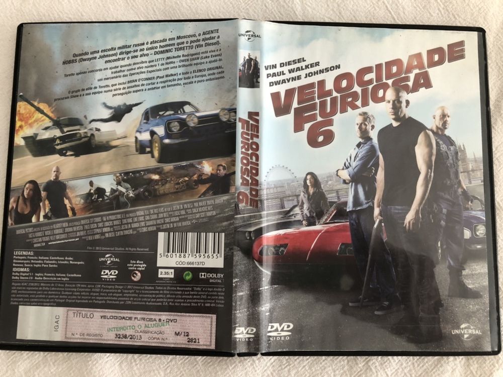 Velocidade Furiosa 6 Dolby Digital 5.1 - Fast Furious 6 (Portes CTT GRATIS)