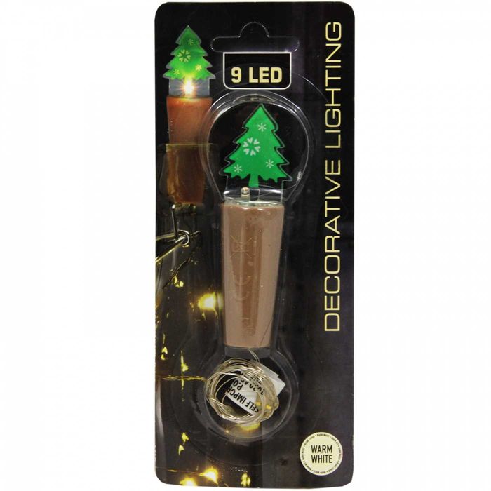 Zatyczka korek do butelki świąteczny 9 LED choinka