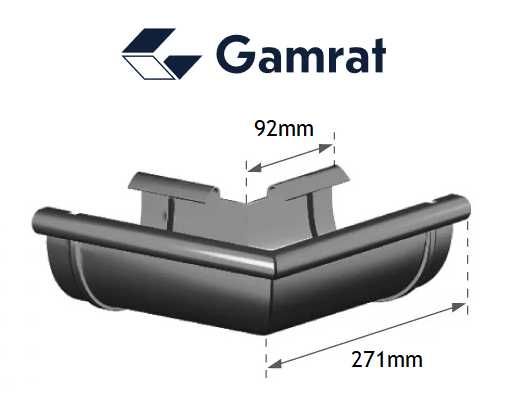 Narożnik rynny Gamrat 150mm zewnętrzny wewnętrzny kąt 90' brąz ciemny