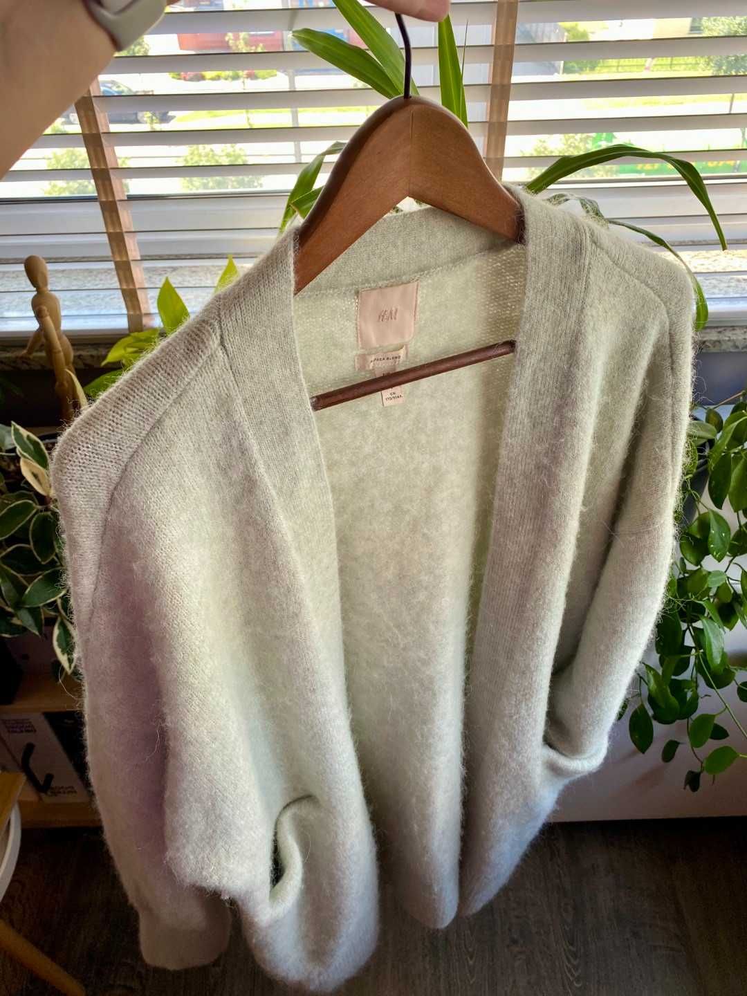 Sweter H&M miętowy, długi - alpaka!