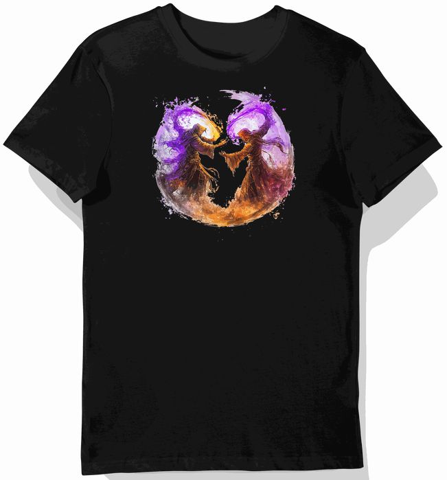 Koszulka męska czarna z grafiką magicznej walki XXL