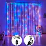 Світлодіодна гірлянда штора з пультом мультик 3х3 м від USB 300 LED кі